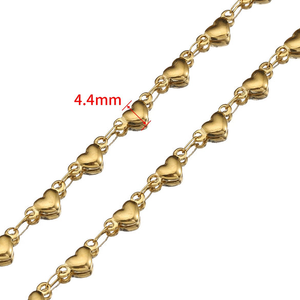 Stainless Steel Heart Shaped Handmade Electroplated Chain Necklace