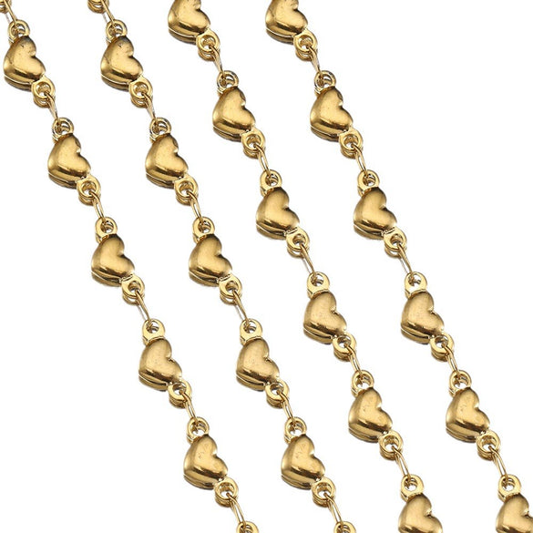 Stainless Steel Heart Shaped Handmade Electroplated Chain Necklace