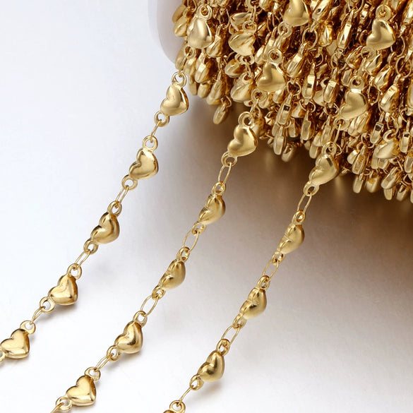 Stainless Steel Heart Shaped Handmade Electroplated Chain Necklace