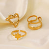 Stainless Steel Heart Shaped Hip Hop Ring For Women With Electroplating
