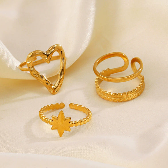 Stainless Steel Heart Shaped Hip Hop Ring For Women With Electroplating