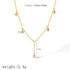 Stainless Steel Heart Shaped Inlaid White Stone Y Shaped Pendant Necklace For Women With Electroplating Treatment