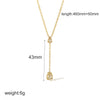Stainless Steel Heart Shaped Inlaid White Stone Y Shaped Pendant Necklace For Women With Electroplating Treatment