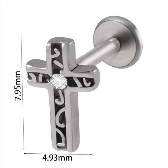 Stainless Steel Heart Shaped Lip Ring Crescent Moon Earrings Circle Pendant Conical Internal Thread Earrings Electroplated Unisex Fashion