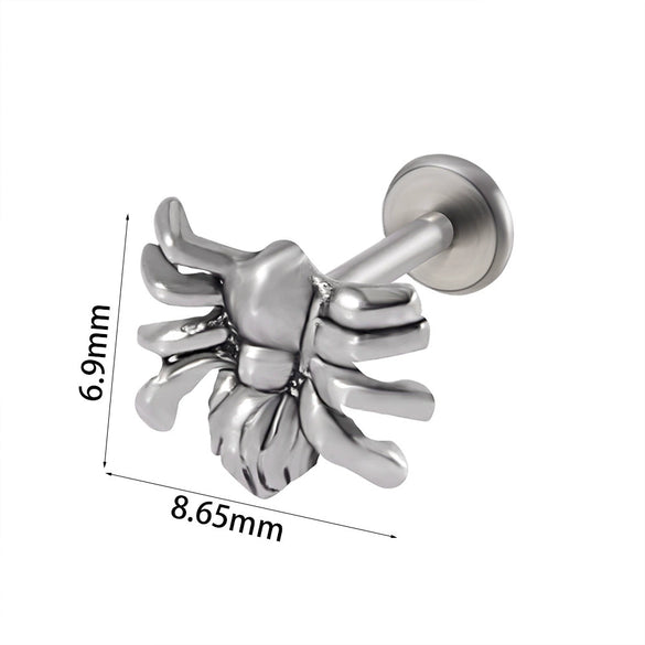 Stainless Steel Heart Shaped Lip Ring Crescent Moon Earrings Circle Pendant Conical Internal Thread Earrings Electroplated Unisex Fashion