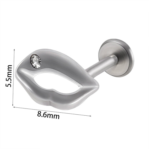 Stainless Steel Heart Shaped Lip Ring Crescent Moon Earrings Circle Pendant Conical Internal Thread Earrings Electroplated Unisex Fashion