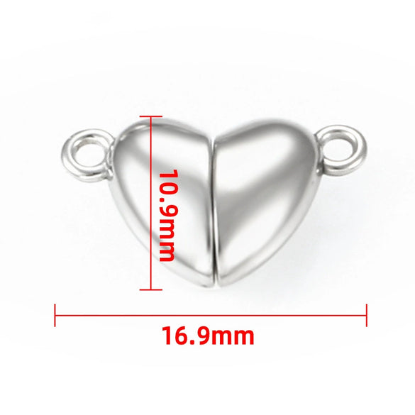Stainless Steel Heart Shaped Love Magnet Buckle Jewelry Accessories For Bracelet And Necklace With Electroplating