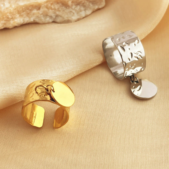 Stainless Steel Heart Shaped Opening Ring Electroplated Natural Geometric Style