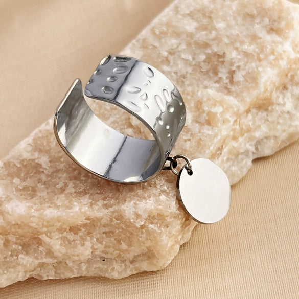 Stainless Steel Heart Shaped Opening Ring Electroplated Natural Geometric Style