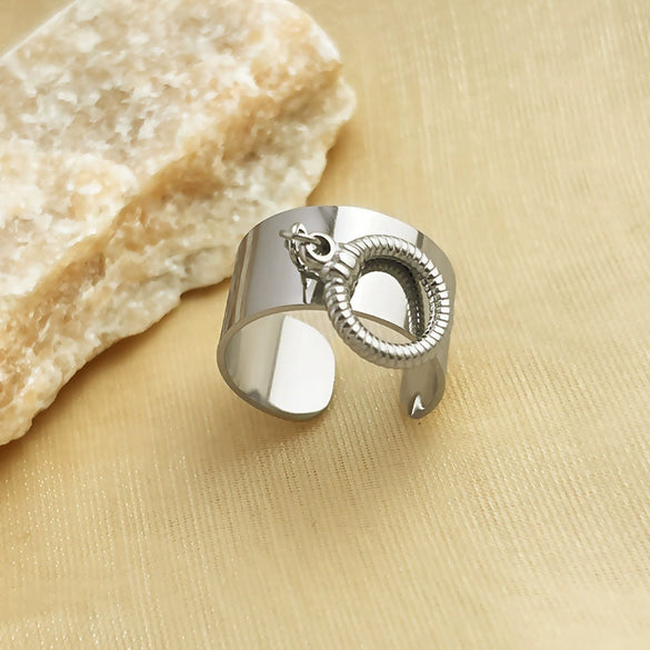 Stainless Steel Heart Shaped Pendant Ring With Electroplating Design Natural And Geometric Style