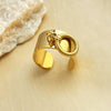 Stainless Steel Heart Shaped Pendant Ring With Electroplating Design Natural And Geometric Style