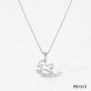 Stainless Steel Heart Shaped Pony Necklace For Women With Electroplated Carousel Design And Cross Chain