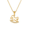 Stainless Steel Heart Shaped Pony Necklace For Women With Electroplated Carousel Design And Cross Chain