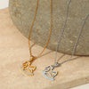 Stainless Steel Heart Shaped Pony Necklace For Women With Electroplated Carousel Design And Cross Chain