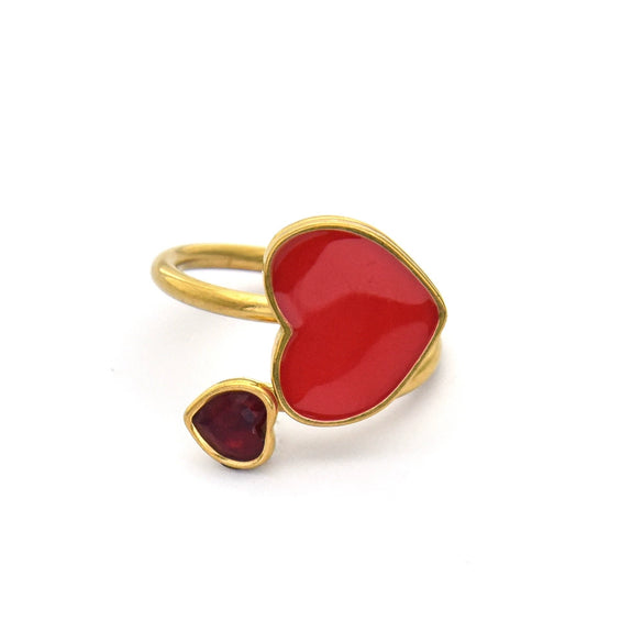 Stainless Steel Heart Shaped Ring With Dot Diamond Electroplating For Women Fashion Style