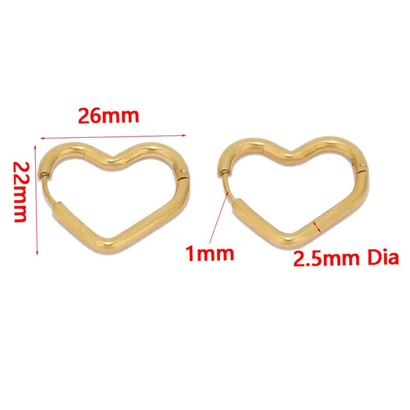 Stainless Steel Heart Shaped Simple Geometric Electroplated Earrings For Men And Women