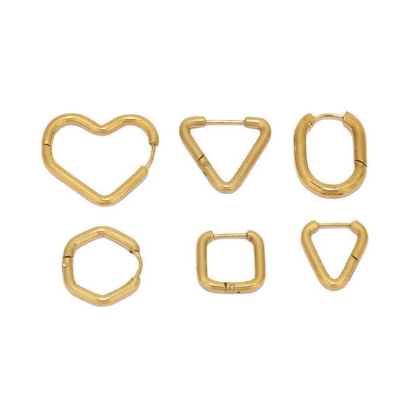 Stainless Steel Heart Shaped Simple Geometric Electroplated Earrings For Men And Women