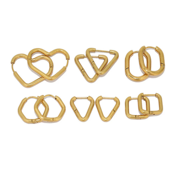 Stainless Steel Heart Shaped Simple Geometric Electroplated Earrings For Men And Women