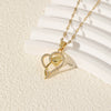 Stainless Steel Heart Shaped Simple Style Mixed Gemstone Setting Electroplating Women's Necklace