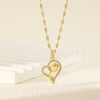 Stainless Steel Heart Shaped Simple Style Mixed Gemstone Setting Electroplating Women's Necklace