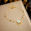 Stainless Steel Heart Shaped Tassel Chain Pearl Love Eyes Pendant Women's Fashion Anklet