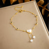 Stainless Steel Heart Shaped Tassel Chain Pearl Love Eyes Pendant Women's Fashion Anklet