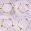 Stainless Steel Heart Shell Moon Stars Patterned Anklet For Women 18K Gold Plated With Artificial Gemstones Semiprecious Stones Simple Style