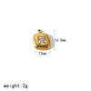 Stainless Steel Heart Square Pendant Jewelry Accessories With Diamondencrusted Zircon And Electroplating
