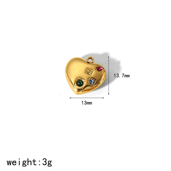 Stainless Steel Heart Square Pendant Jewelry Accessories With Diamondencrusted Zircon And Electroplating