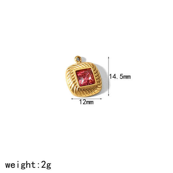 Stainless Steel Heart Square Pendant Jewelry Accessories With Diamondencrusted Zircon And Electroplating