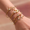 Stainless Steel Heart Star Open Bracelet Plated With 18K Real Gold And Inlaid With 5A Zircon Electroplated Jewelry