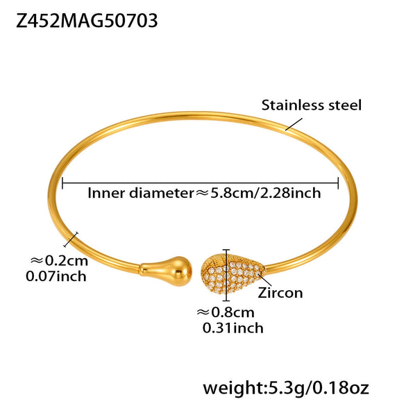 Stainless Steel Heart Star Open Bracelet Plated With 18K Real Gold And Inlaid With 5A Zircon Electroplated Jewelry