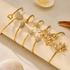 Stainless Steel Heart Star Open Bracelet Plated With 18K Real Gold And Inlaid With 5A Zircon Electroplated Jewelry