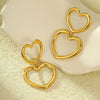 Stainless Steel Heart Tassel Pendant Earrings Plated With 18K Gold
