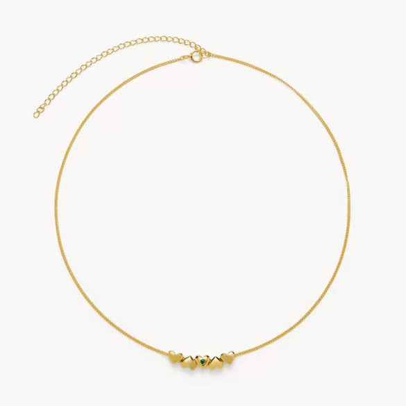 Stainless Steel Heartshaped And Starpatterned Necklace With Furnace Vacuum Electroplating And 18K Gold Color Retention
