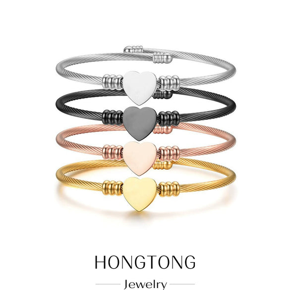 Stainless Steel Heartshaped Braided Bracelet Jewelry Electroplating