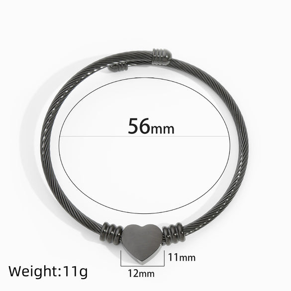 Stainless Steel Heartshaped Braided Bracelet Jewelry Electroplating