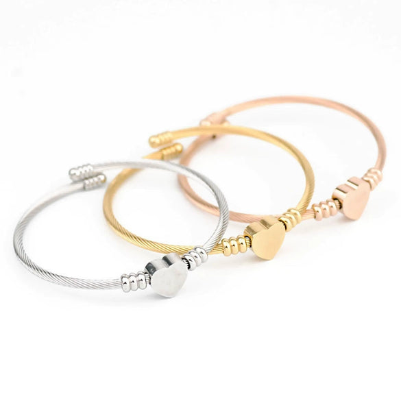 Stainless Steel Heartshaped Braided Bracelet Jewelry Electroplating
