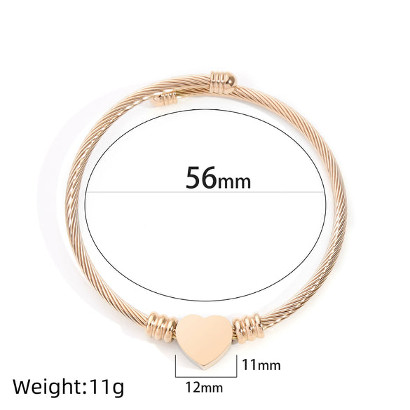 Stainless Steel Heartshaped Braided Bracelet Jewelry Electroplating