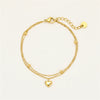 Stainless Steel Heartshaped Doublelayer Pendant Bracelet Electroplated Unisex Couple Bracelet
