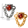 Stainless Steel Heartshaped Ear Nail With Red Diamond Bat Devil And Hanging Chain Electroplated