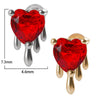Stainless Steel Heartshaped Ear Nail With Red Diamond Bat Devil And Hanging Chain Electroplated