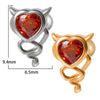 Stainless Steel Heartshaped Ear Nail With Red Diamond Bat Devil And Hanging Chain Electroplated