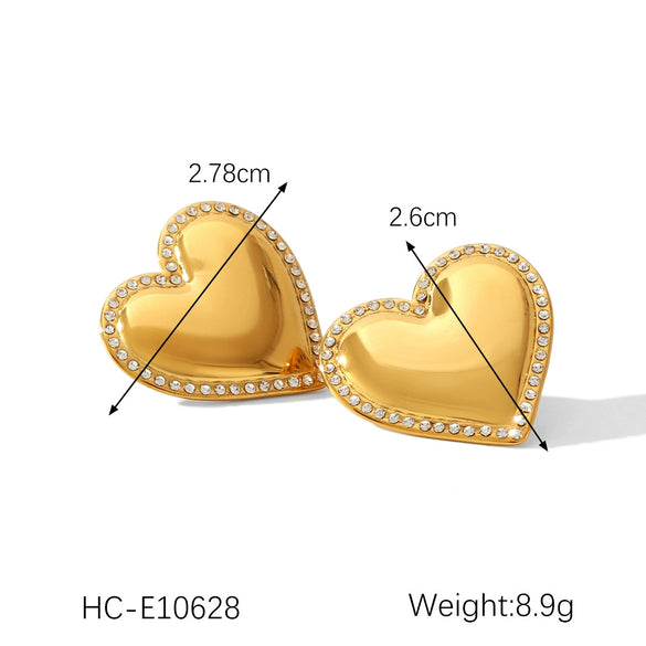 Stainless Steel Heartshaped Earrings For Women With Electroplating And Geometric Style