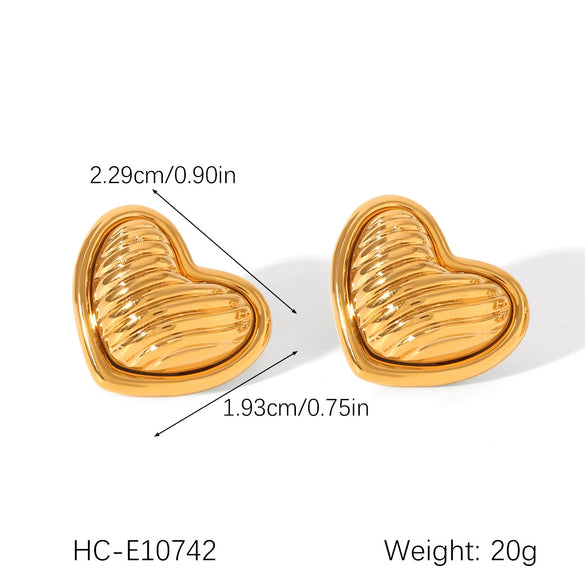 Stainless Steel Heartshaped Earrings For Women With Electroplating And Geometric Style