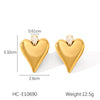 Stainless Steel Heartshaped Earrings For Women With Electroplating And Geometric Style