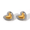 Stainless Steel Heartshaped Earrings For Women With Electroplating And Geometric Style