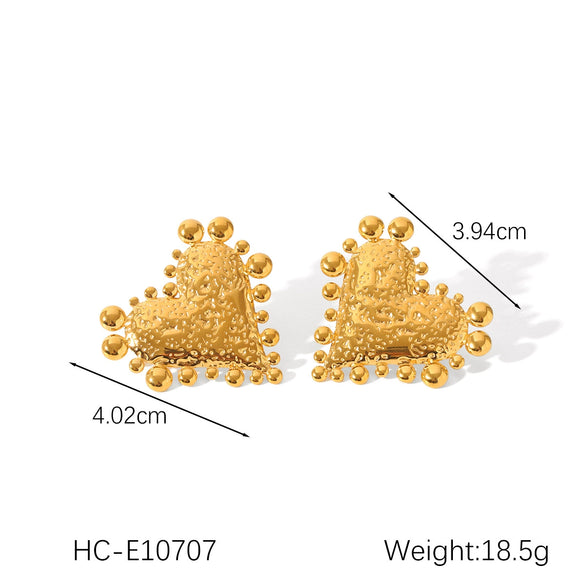 Stainless Steel Heartshaped Earrings For Women With Electroplating And Geometric Style
