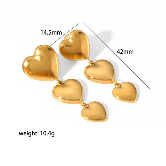 Stainless Steel Heartshaped Electroplated Women's Earrings