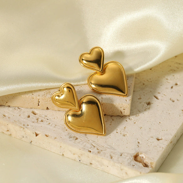 Stainless Steel Heartshaped Electroplated Women's Earrings